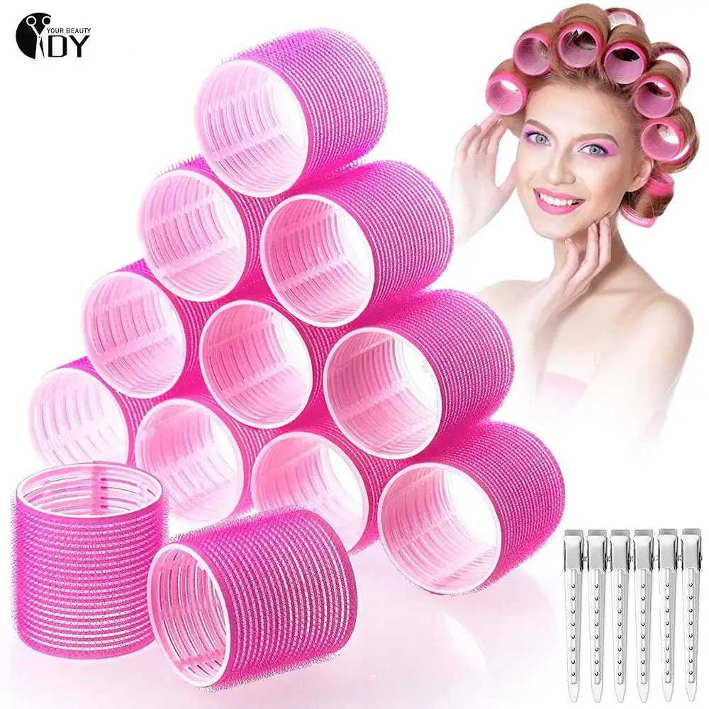 

24pcs/set Self-Grip Hair Rollers Heatless Hair Curlers No Heat Hair Bangs Volume Self-adhesive Hook & Loop DIY Hair Curler