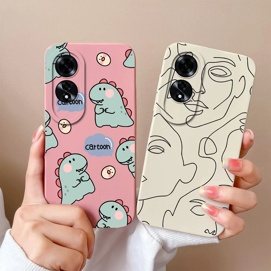 Case For Oppo A60 4G Lovely Dinosaur Art Sketch Drawing Silicone Pattern Phone Cover For Oppo A 60 Ultrathin Hot Grateful Funda