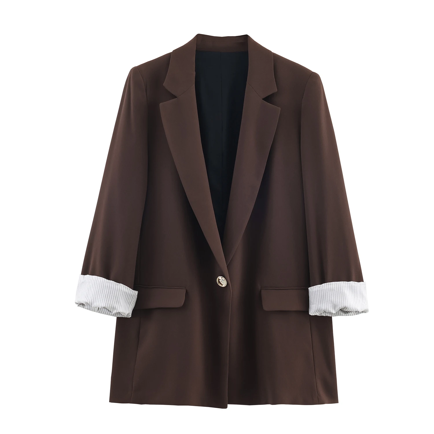 SuperAen Fashion Solid Color Loose Patchwork Lapel Collar Pocket Trench Coat for Women Autumn 2024 New Coat