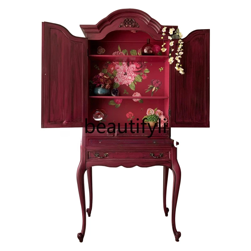 

Solid wood desk cabinet/neoclassical locker writing desk multi-function can be customized
