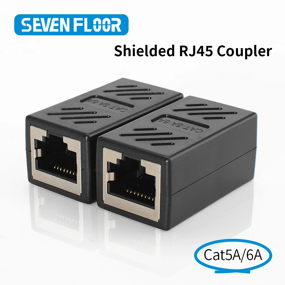 Acoplador RJ45 Blindado Metálico Fêmea para Fêmea, Extensor de Cabo Ethernet, Adaptador LAN Anti-Interferência para Cat5e Cat6