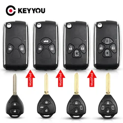 KEYYOU Upgrade 2/3/4 Buttons Flip Key Shell For Toyota Reiz Camry Rav4 Yaris Corolla 4Runner Avlon Folding Car Remote Key Case