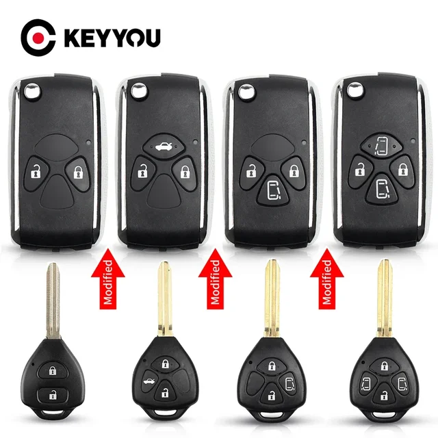 Uaktualnienie klawiszy 2/3/4 przyciski kluczyk Flip dla Toyota Reiz Camry Rav4 Yaris Corolla 4Runner Avlon składane obudowa kluczyka do samochodu z pilotem