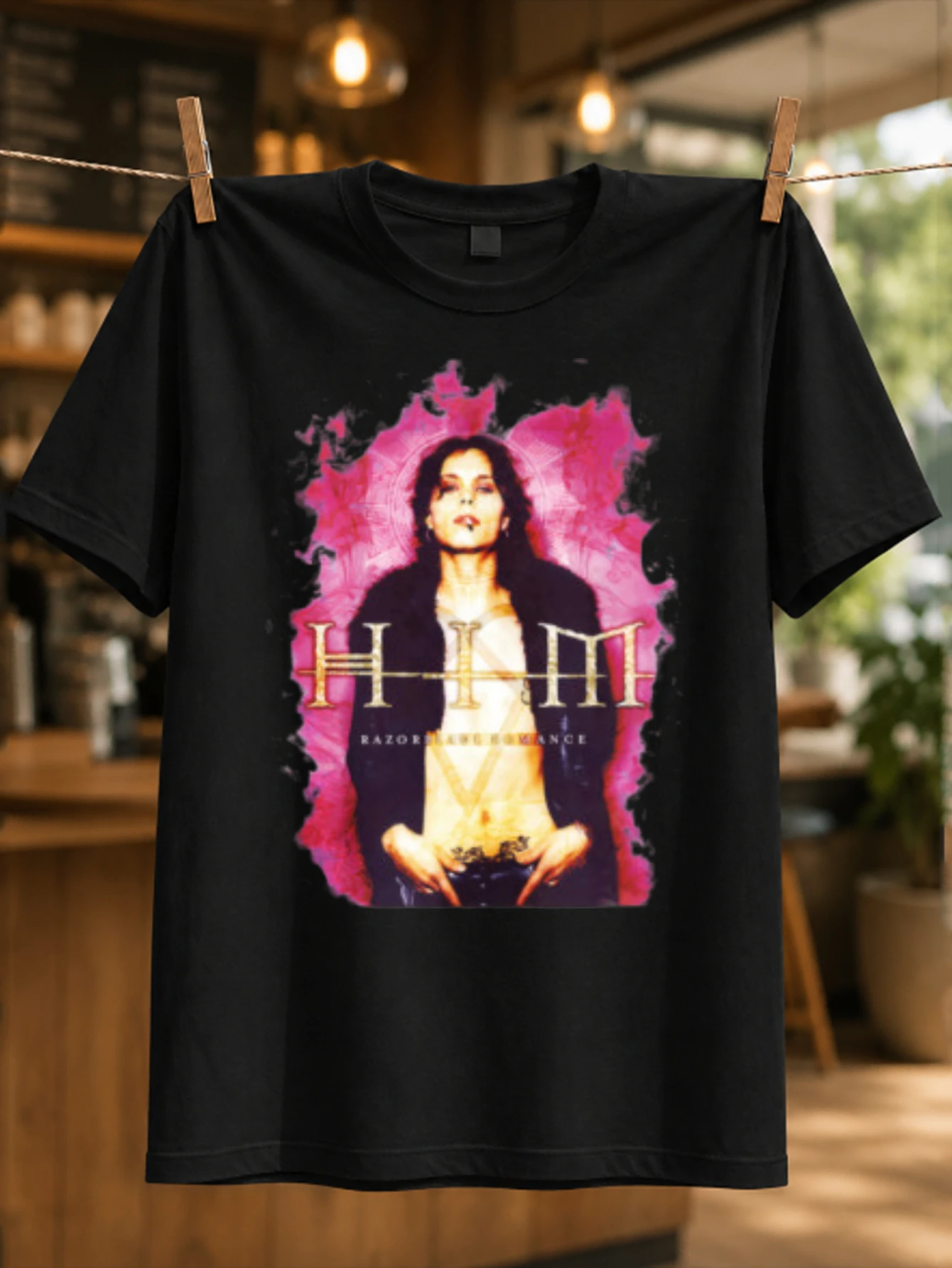 HIM Razorblade Romance pink portrait artwork with gothic logo lettering dreamy dark music fan theme  Unisex All T-Shirt