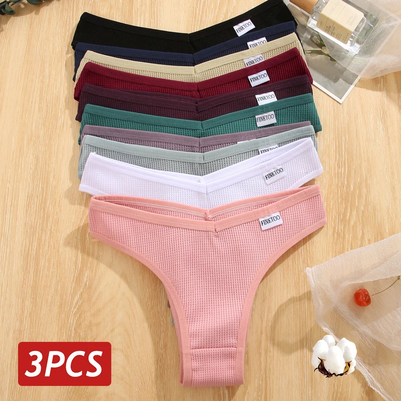 3 teile/satz Finetoo Baumwolle Höschen Frauen Höschen Waffel brasilia nischen nahtlosen Slips weibliche Unterhosen intim iert Frauen Dessous S-XL