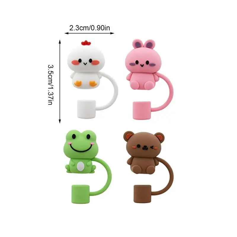 سيليكون القش يغطي سيليكون القش قبعات الفرخ الغبار القش يغطي لطيف قابلة لإعادة الاستخدام القش القبعات العالية القش حامي للأطفال #6