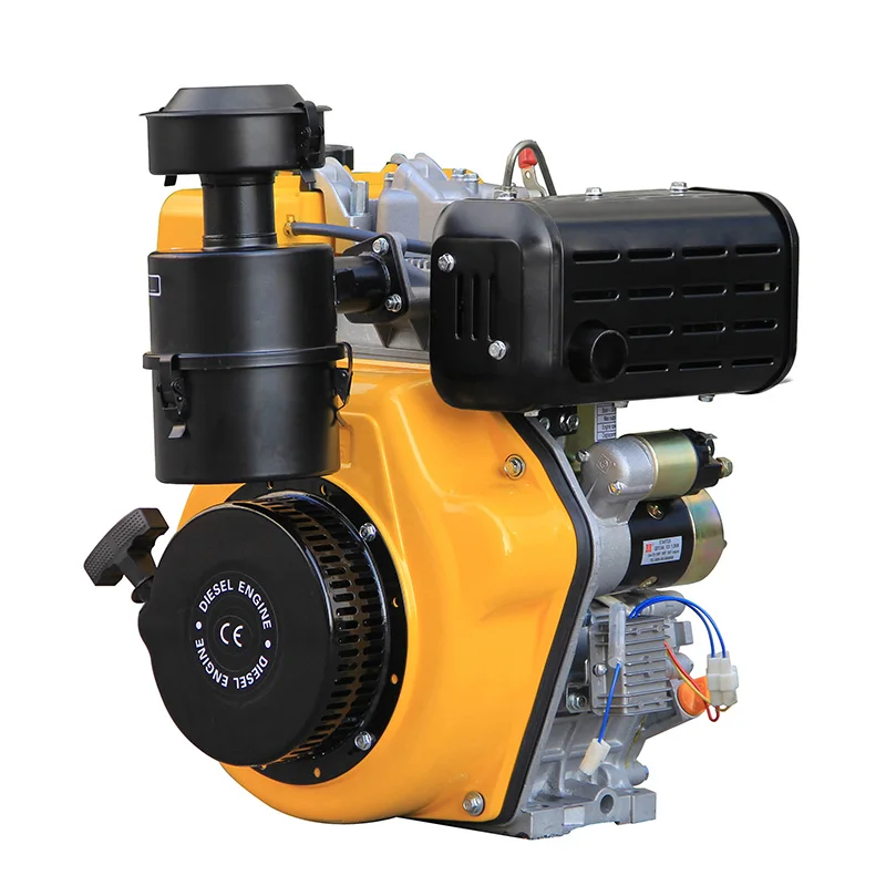 HR192FBE 8kW 4-Stroke Single Cylinder Diesel Engine Air-Cooled Electric Start Machinery Oil Bath Air Filter Thread Shaft