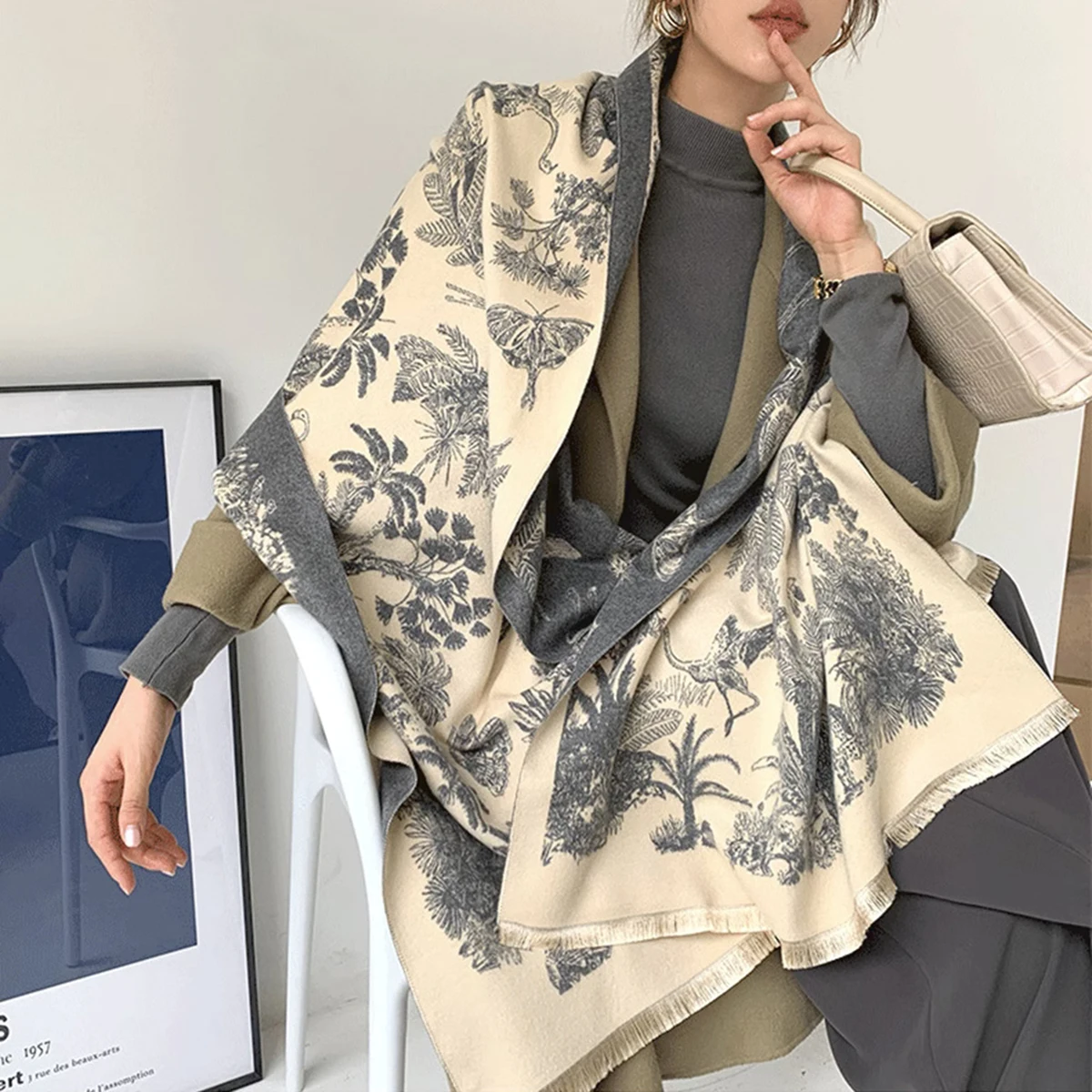 Luxury Thick Warm Shawl Winter Paisley Pashmina Blanket Poncho Stoles Print Cashmere Scarf Women Travel Wraps Bufanda Female