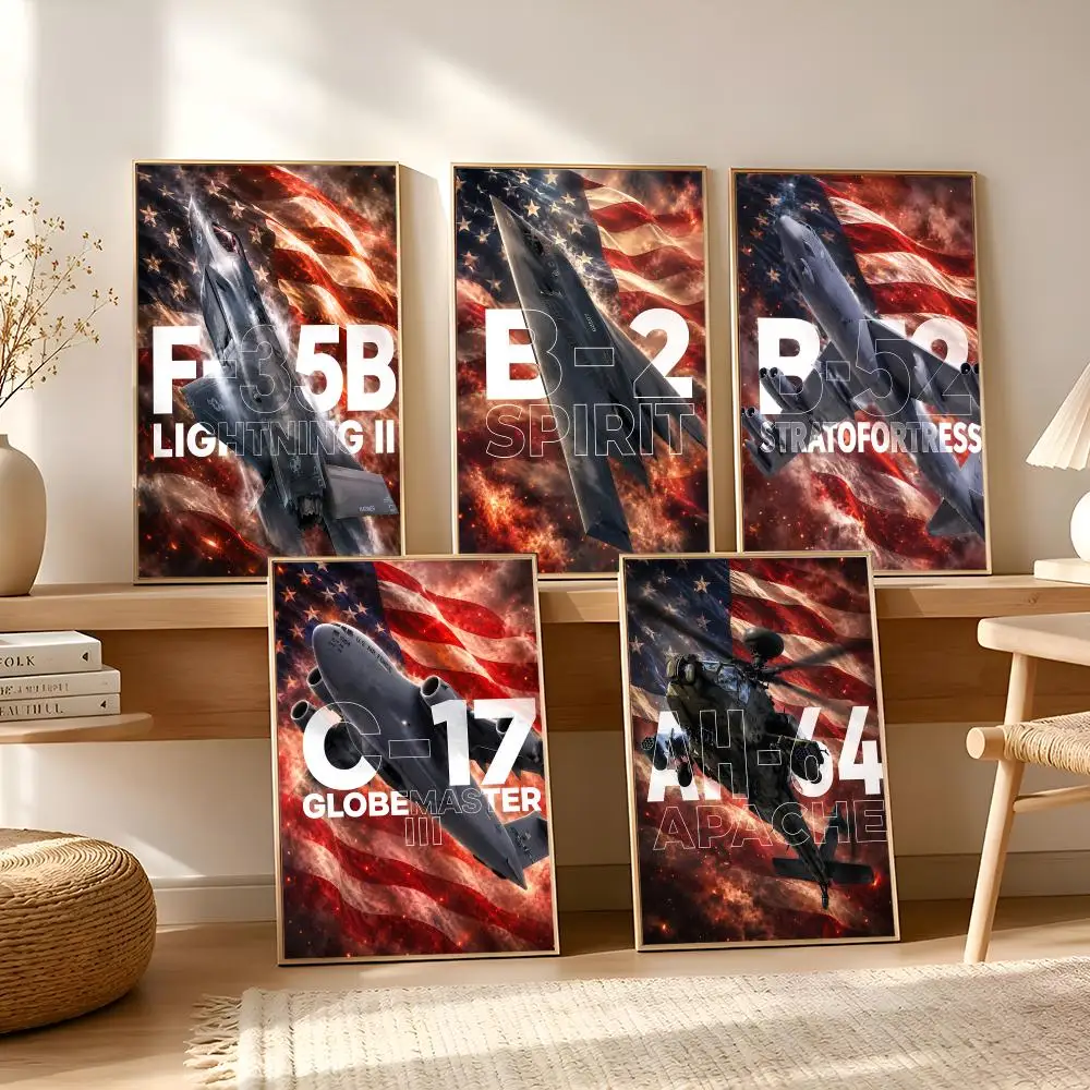 Fighter Jet USA F35 B2 B52 A10 C17 Painting Calligraphy Canvas Poster Bedroom Living Room Bar Hallway House Interior Wall Decor
