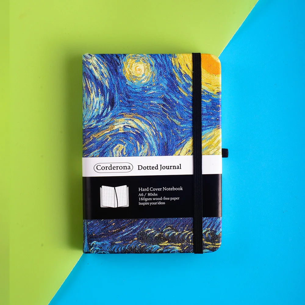 A6 Van Gogh Bullet Dotted Notebook Elastic Band Dot Grid Journal