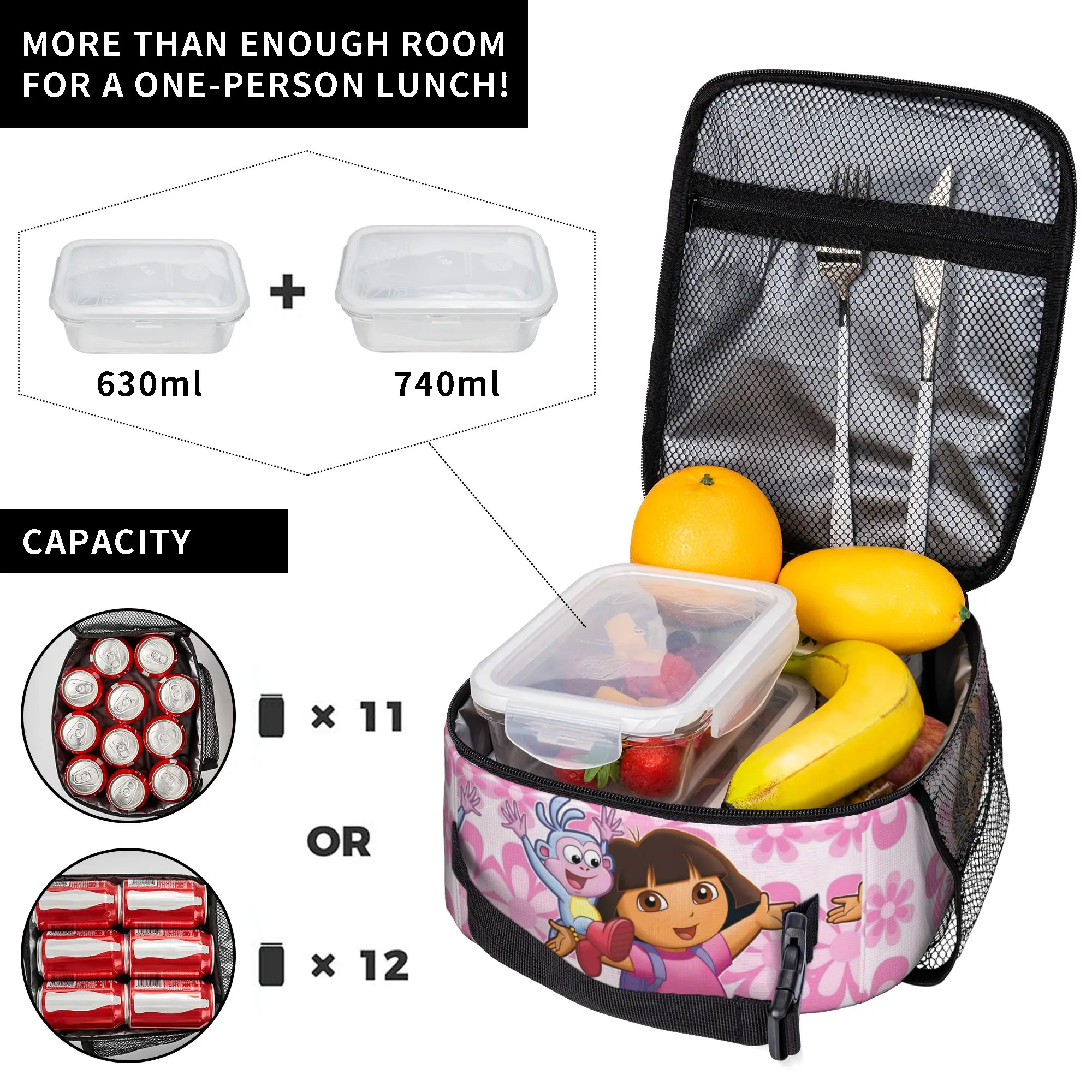 Insulated Lunch Tote Bag D-Doras Friends Boots Monkey New Arrival Explorer Cartoon Cooler Thermal Lunch Food Box Handle Travel