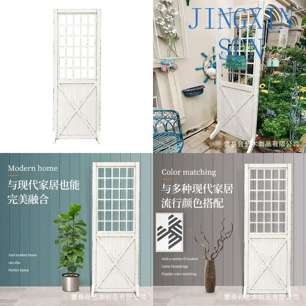Rural Wooden Screen for Nordic Pastoral Folding Mobile Partition Garden Decoration Old Folding Screen Photography Props Home