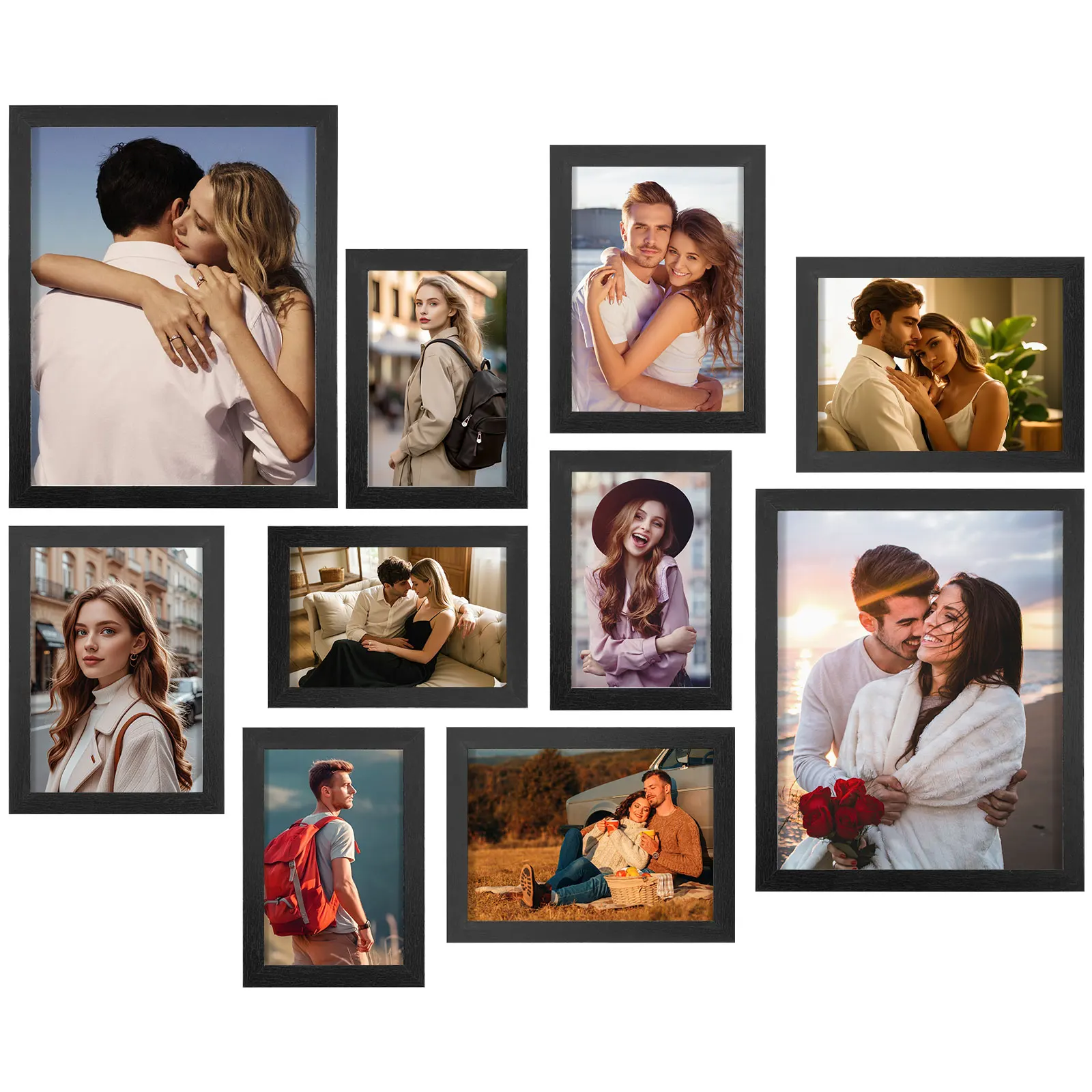 10Pack Wall Gallery Photo Frames Photo Display Hanging Holder Pictures Frame Table Top Wall Mounting Frames Commemorative Gift