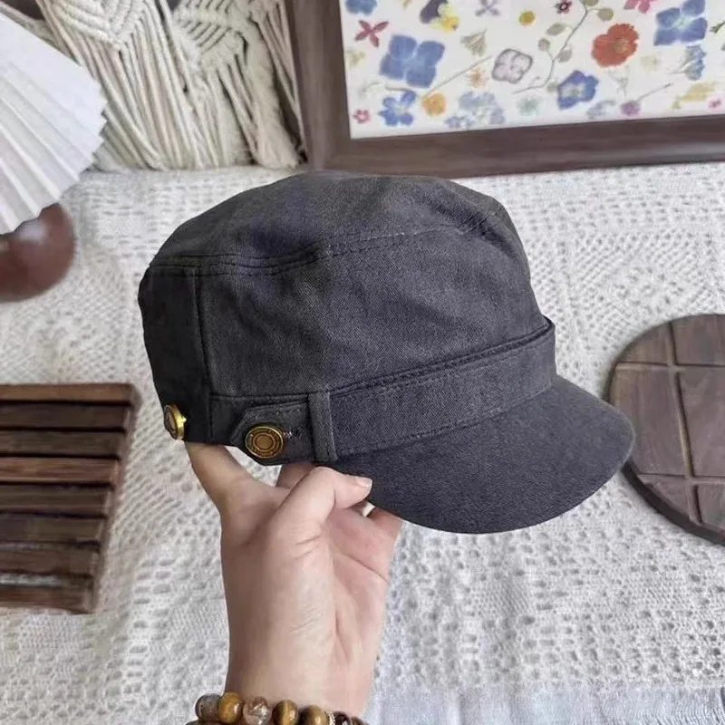 

Distressed Flat Top Newsboy Cap Women's Autumn and Winter British Retro Octagonal Cap Fashion Harajuku Style Equestrian Cap