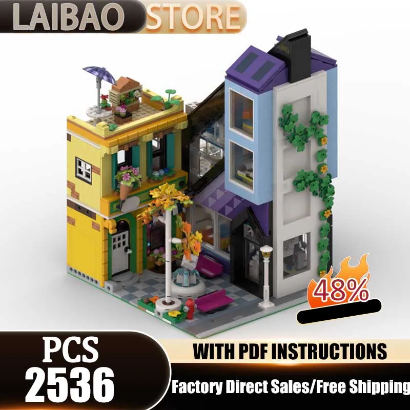 

City Building Moc Building Blocks City Center Floral Design Store Technology Bricks DIY Christmas Assembly Street View Toy Gifts