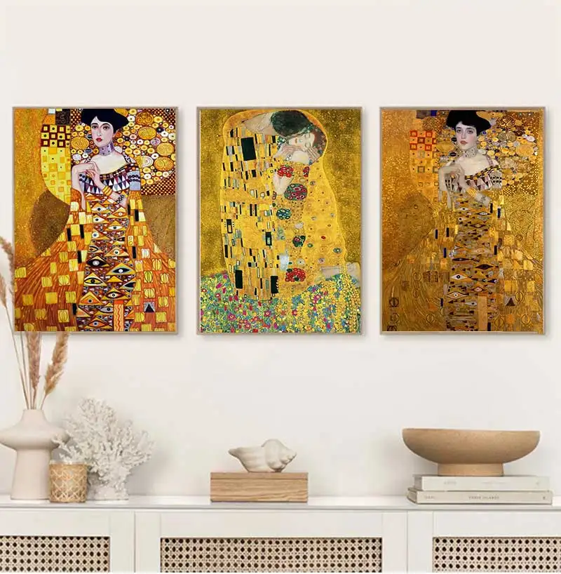 Reproductions Canvas Prints For Living Room Portrait Of Adele Bloch Canvas Paintings On The Wall Gustav Klimt Kiss Paintings