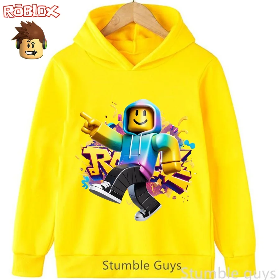 سويت شيرت Roblox Kids للخريف بغطاء للرأس عصري ثلاثي الأبعاد برسومات شخصيات الألعاب للأولاد والبنات