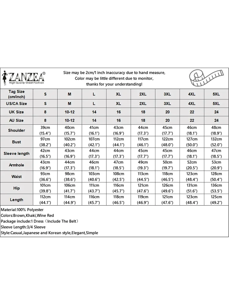 ชุดเดรสยาวปานกลาง ZANZEA รุ่นปี 2025 ดีไซน์หรูหราสำหรับผู้หญิง แขน 3/4 พร้อมเข็มขัด เหมาะสำหรับงานปาร์ตี้ แฟชั่นลำลอง คอกลม สีพื้น