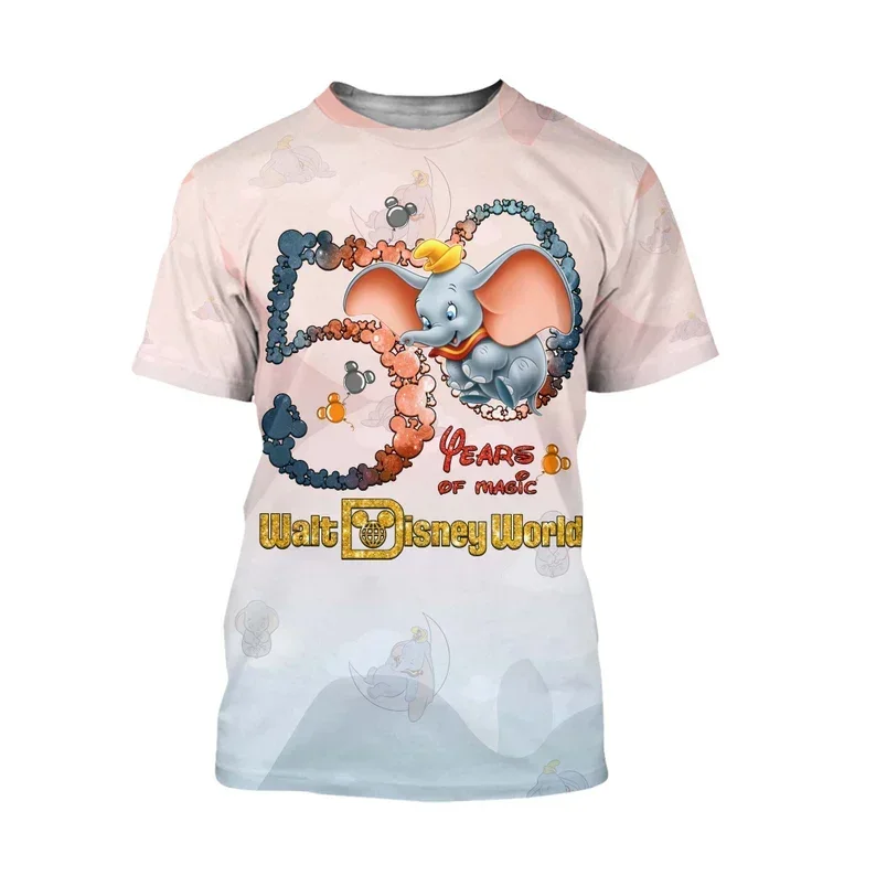 Dumbo Elephant Nude White Ombre Castle Mickey Head Disney 50th Anniversary Unisex Casual T-shirts Outfit Clothing Men Women Kid