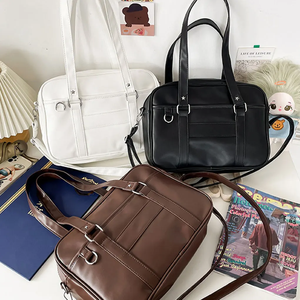 PU Student Uniform Laptop Bag Leather With Large Capacity Japanese Casual PU Shoulder Bag School Bag