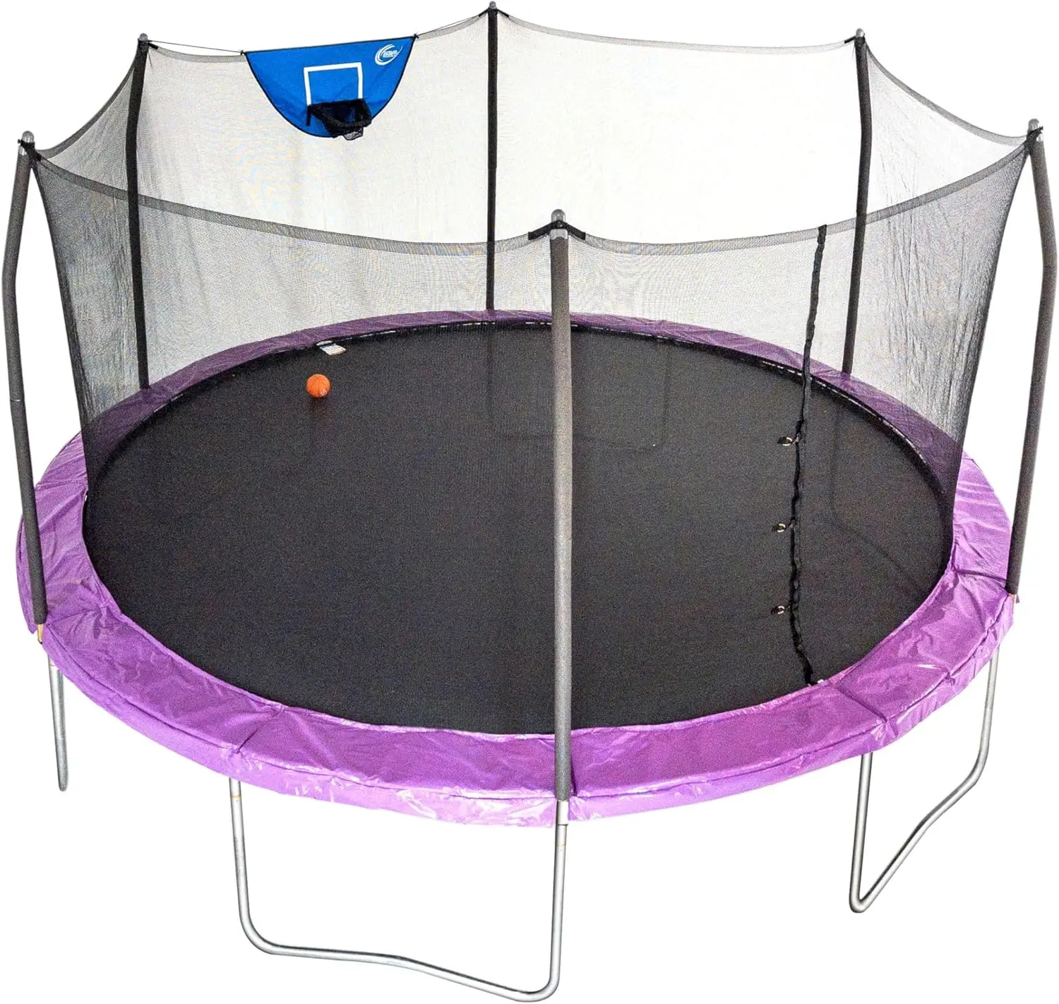 

Jump N' Dunk 8 FT, 12 FT, 15 FT, Round Outdoor Trampoline for Kids with Enclosure Net, Basketball Hoop, AS