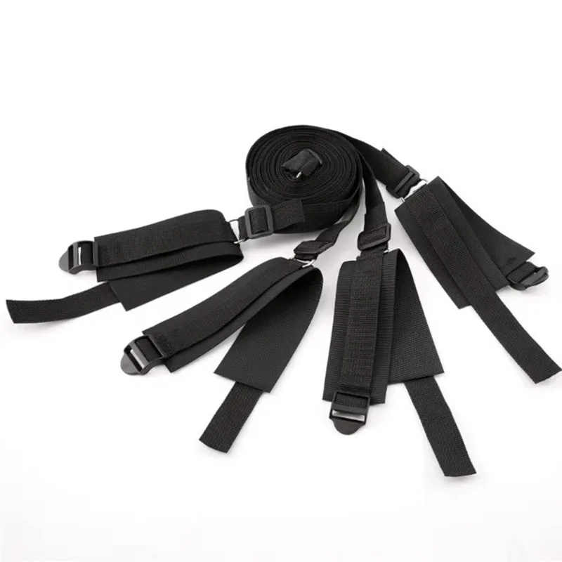 Restraint Set BDSM Bondage Handcuffs & Ankle Cuffs Slave On The Bed Open Leg Flirt Sex Toys For Women Couples Erotic SM Straps view 4
