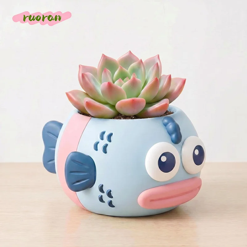 Ugly Fish Cartoon Flower Pot Creative Personality Resin Desktop Decor for Succulents Girly Heart Instagram Plant Pot
