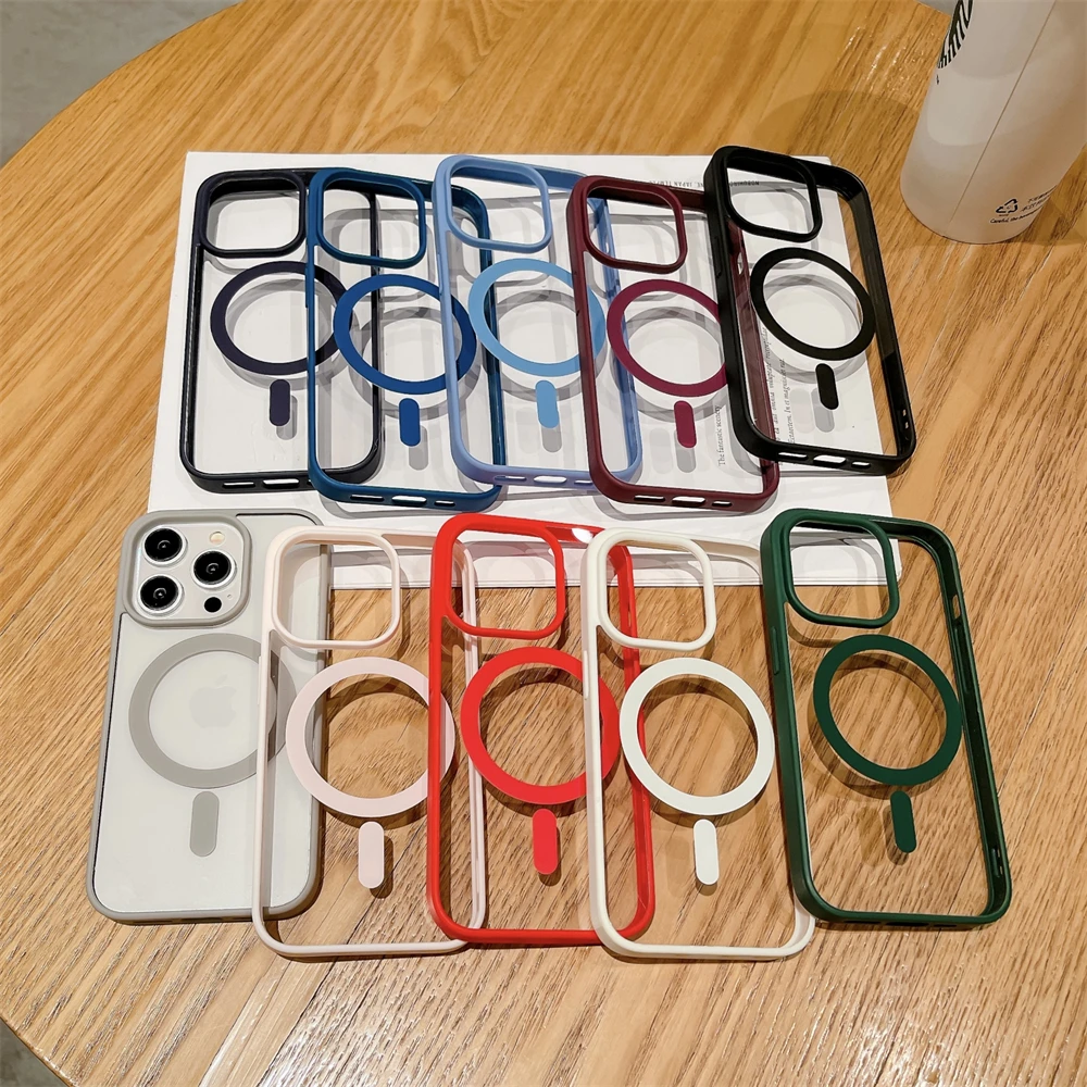 Luxury Shockproof Magsafe Wireless Charge Case for iPhone 17 16 Plus 15 14 13 12 11 Pro Max XR 17Air Clear Magnetic Bumper Cover