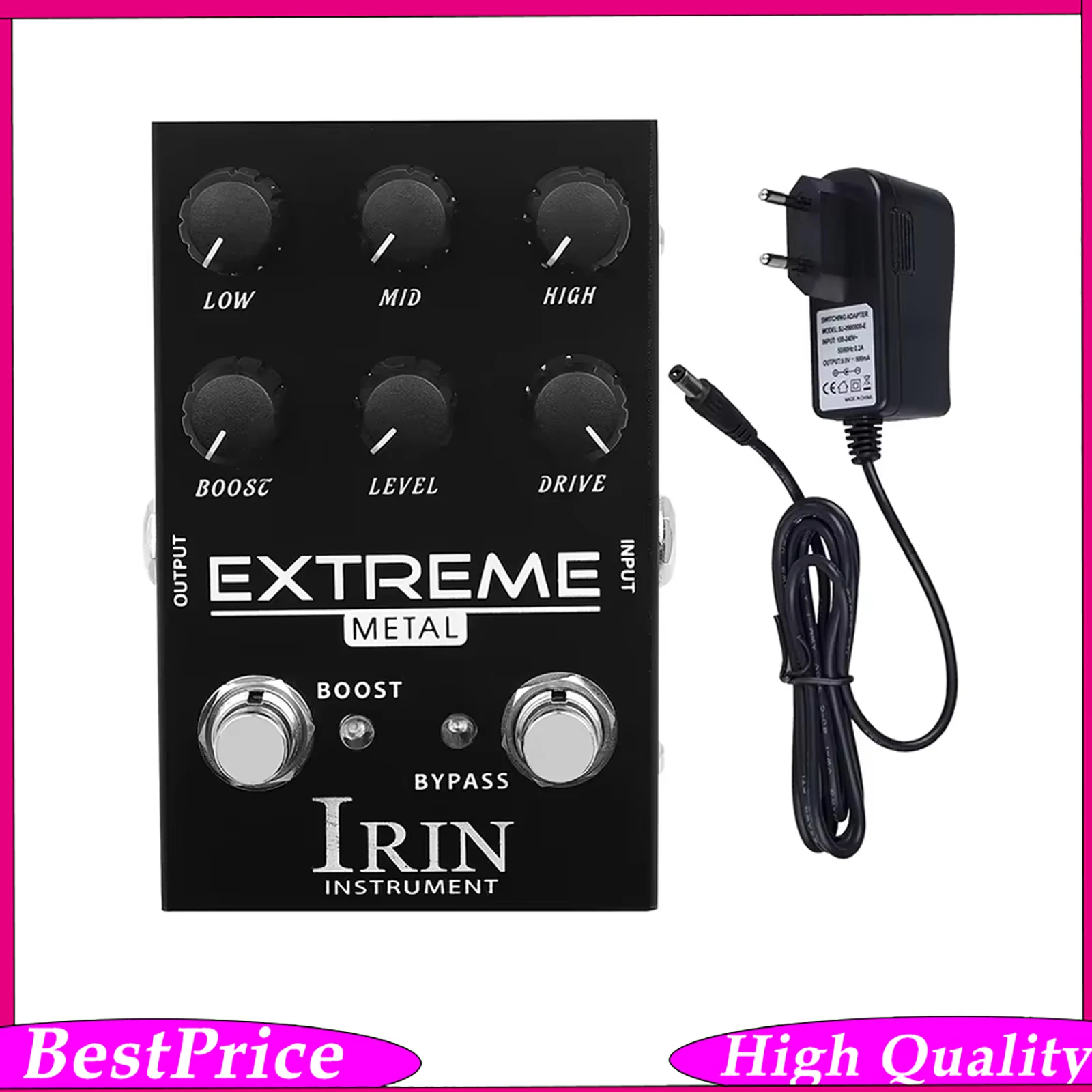 IRIN AN-42 Extreme Metal Guitar Effect Pedal - Low Medium High Gain Boost for Electric Guitar Accessories US/UK/AU/EU