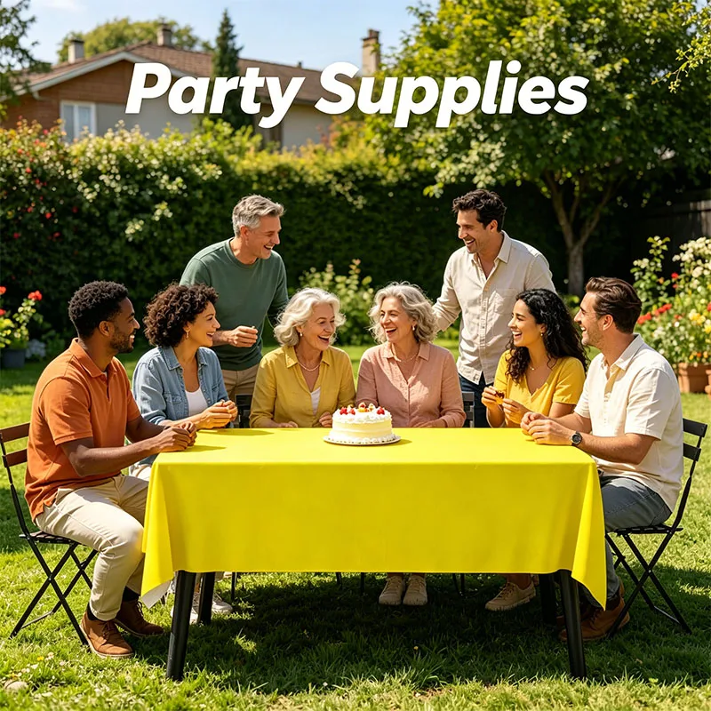Vibrant Colourful Napkins Tablecloth Yellow Printed Paper for Birthday Wedding Party Family Gathering Essential Gifts Set