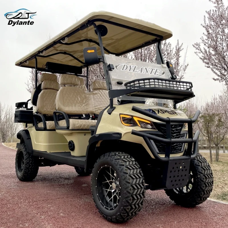 2026 Factory Cost-Efficiency 4+2 6-Seater Luxury Electric Golf Car Lithium Battery Color Seat Smart High-End Golf Cart