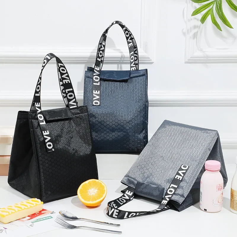 

Portable Lunch Box Thermal Bag Large Capacity Picnic Work Food Insulated Cooler Tote Bento Storage Bag for Women Square Handbags