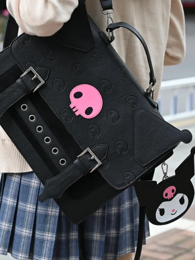 Sanrio Kuromi Backpack Anime Y2K Shoulder Bags Kawaii Cartoon Large Capacity Academy Style Messenger Bag Cute Handbag Gift