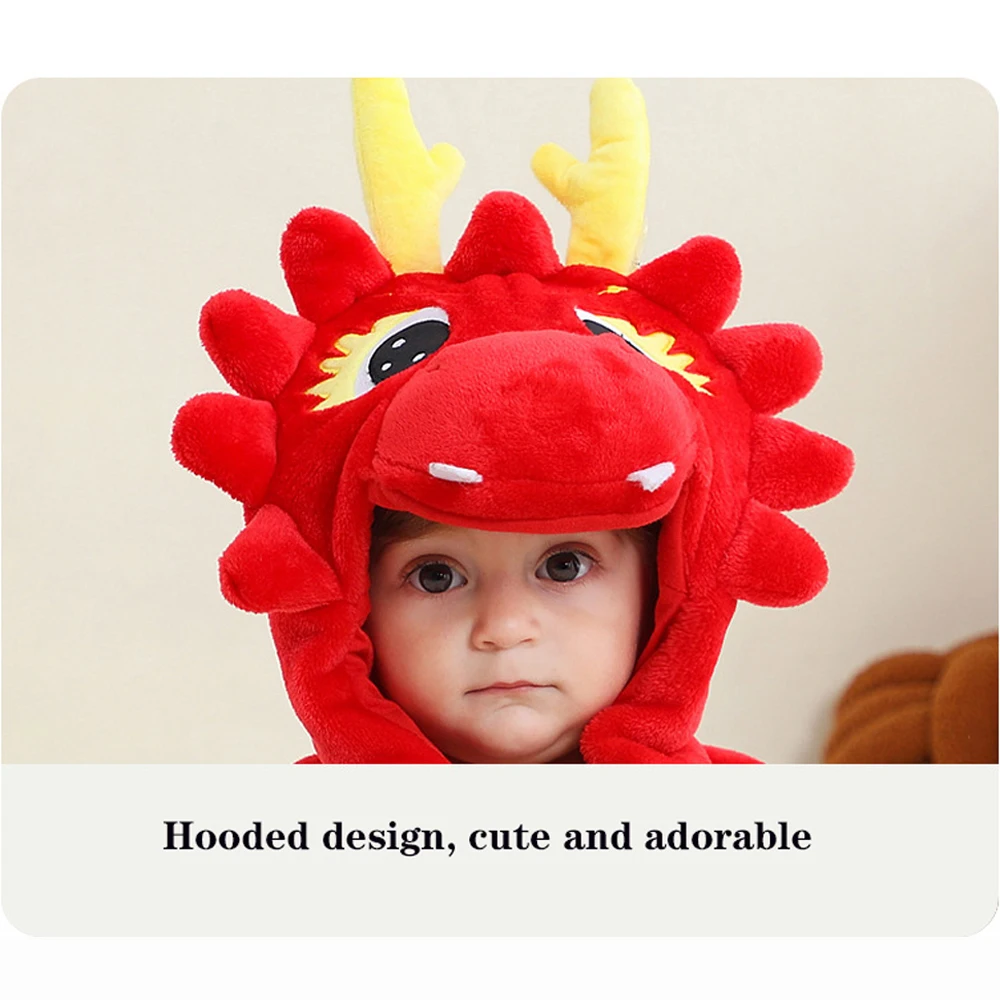 Adorable Boys Hooded Dinosaur Flannel Pyjamas Kigurumi Animal Pajamas for Girls Cozy Warm Full-Zip Jumpsuit Romper for Winter