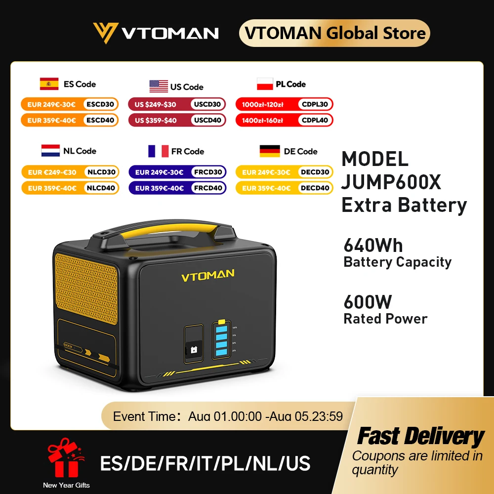 

VTOMAN JUMP600X Extra Battery 640Wh for VTOMAN JUMP600X & JUMP600 600W Backup LiFePO4 (LFP)