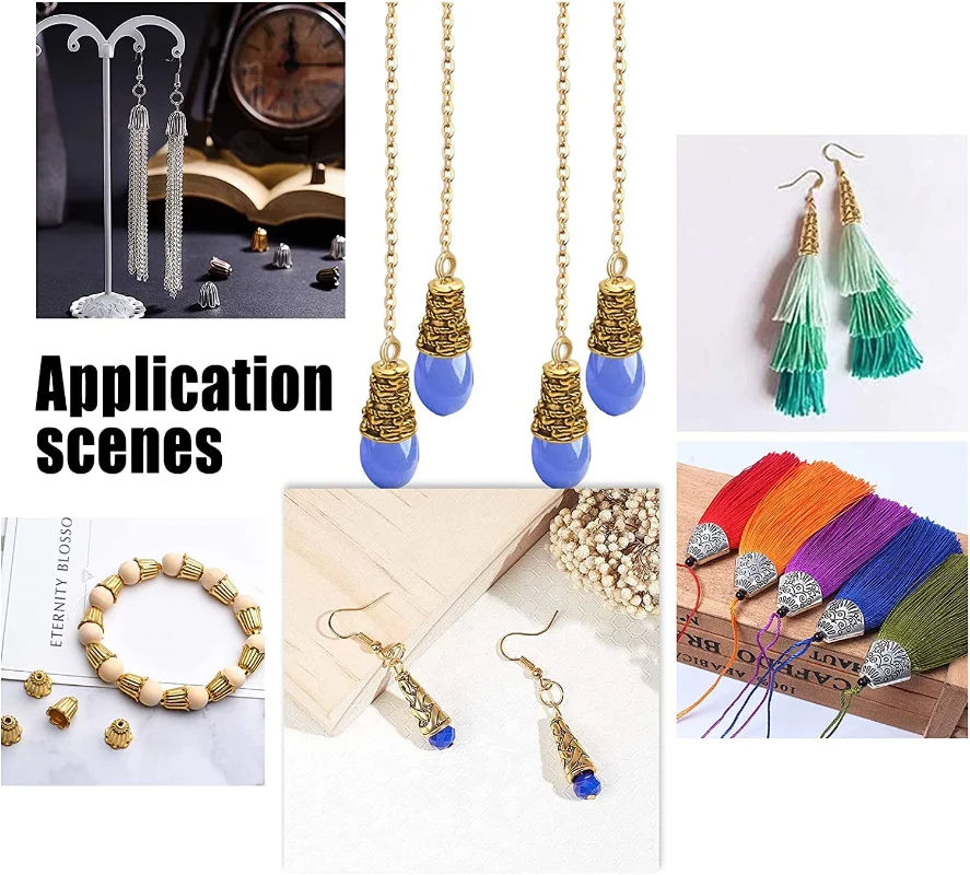 10-100PC Alloy Tassel Ends Cap Bead Cone Spacer Bead Caps Cover Thread Ends for Earring Necklace Jewellry DIY Craft Making