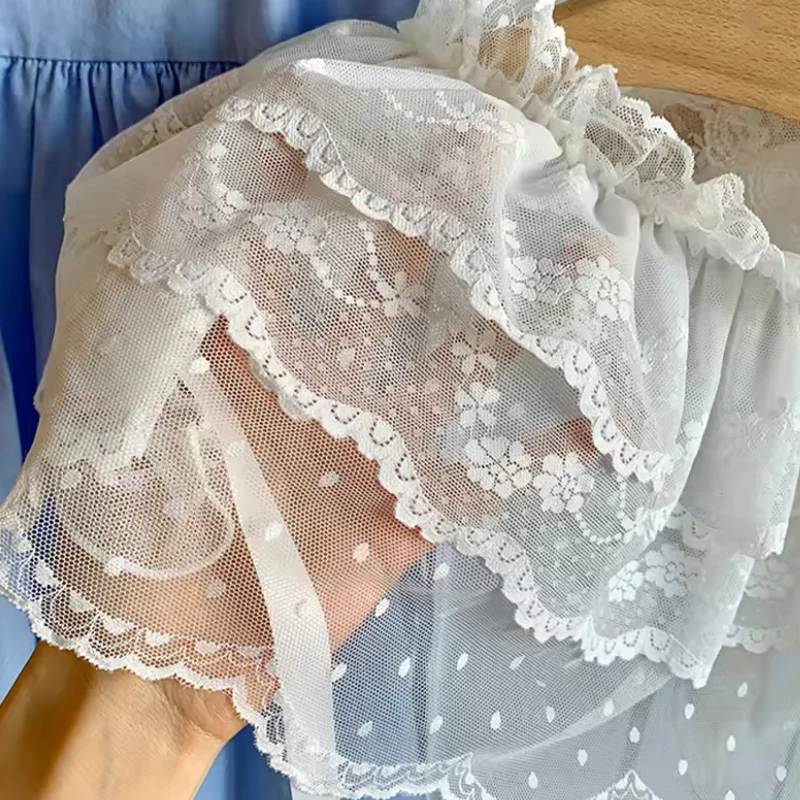 Falda Irregular de encaje de moda coreana, cortina de flores blancas, falda de medio cuerpo de malla de encaje, pantalones vaqueros de verano para mujer, cinturones