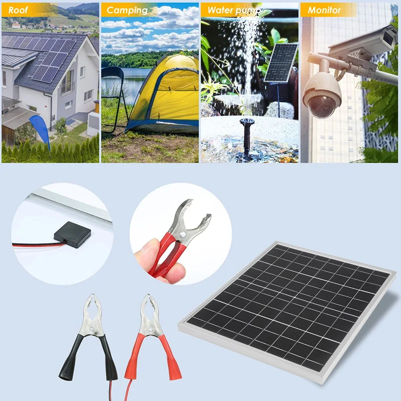 High Quality New 18W Solar Panel Aluminum Frame Monocrystalline Power Portable Outdoor Camping Rechargeable Solar Charging Panel