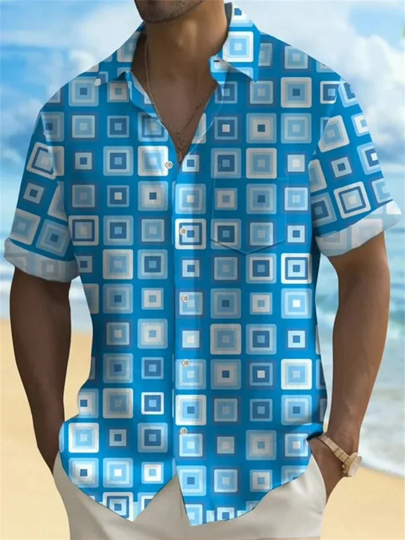 Men's 3D printed shirt, fashionable Hawaiian shirt, casual beach short sleeved shirt, men's lapel shirt, boys' 2025