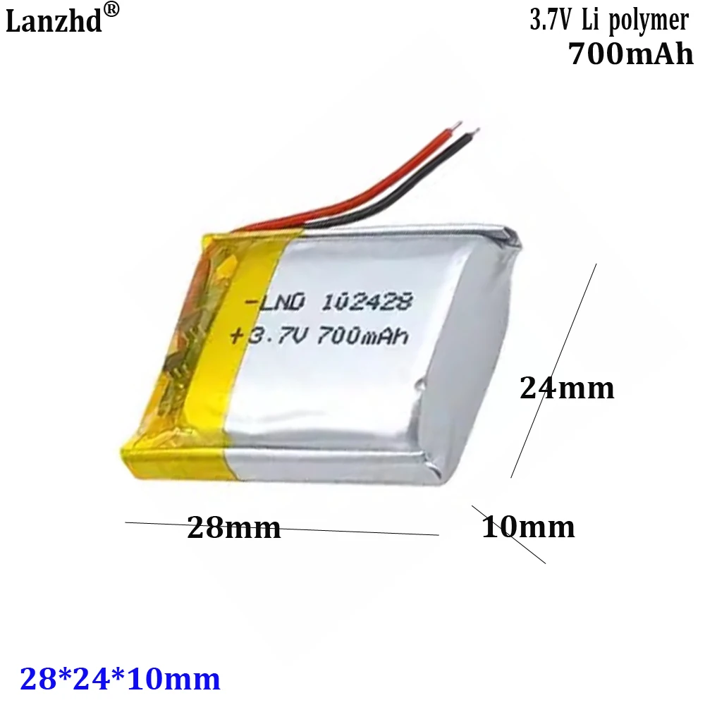 3.7V Polymer Lithium Battery 102428 700mAh For Audio Humidifier Audio Beauty Device Ultra-Thin Suitable Electronic Blood 102530