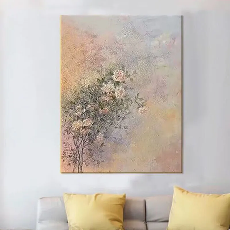 Modern Simplicity Abstract Handmade Oil Painting Flower For Home Decoration Bedroom Dining Room Living Room Sofa Hanging Paintin