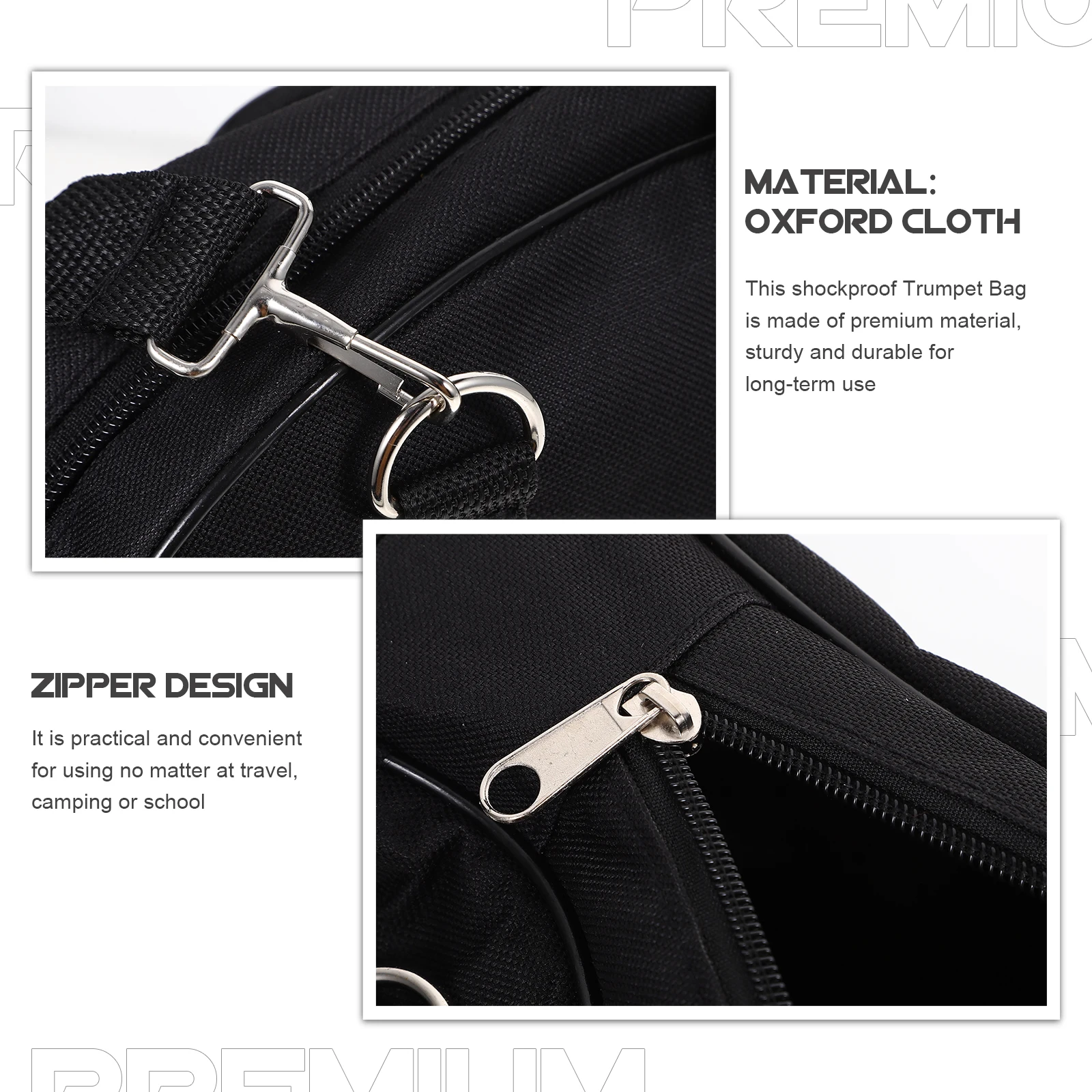 

Portable Backpack for Trumpet Clarinet Reinforced Handles Lightweight Oxford Material Black Color Musical Instrument Case