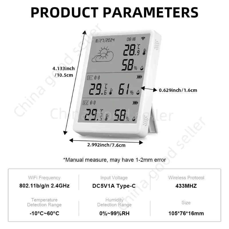 

Wi-Fi RF433 сабной термогигрометр датчик светодиодный экран пульт дистанционного управления граффити умное приложение детектор сигнализации