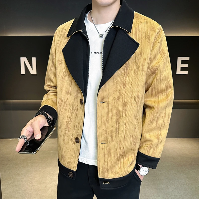 

Fashion Men's Casual Suit Collar Jackets 2025 Spring Autumn High Quality Youth Streetwear Coats Loose Windproof Tops Clothing