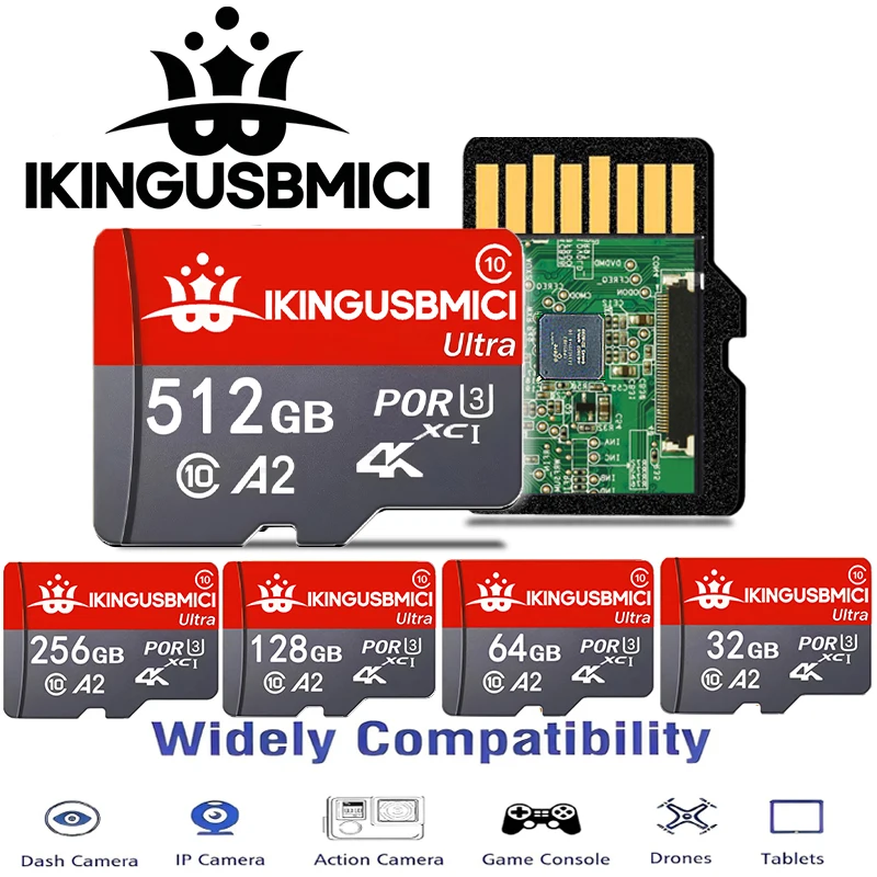 Premium Memory Card 512GB 256GB 32GB Micro TF SD Card SD Cards TF Cards V10 V30 Class 10 for Drone/Gaming Console/Laptop