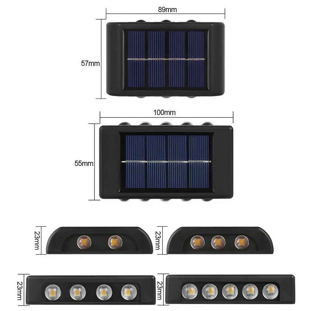 Lámpara Solar Led de pared para exteriores, luz Solar de 2 piezas, impermeable, brillante, para decoración de jardín, Calle y balcón