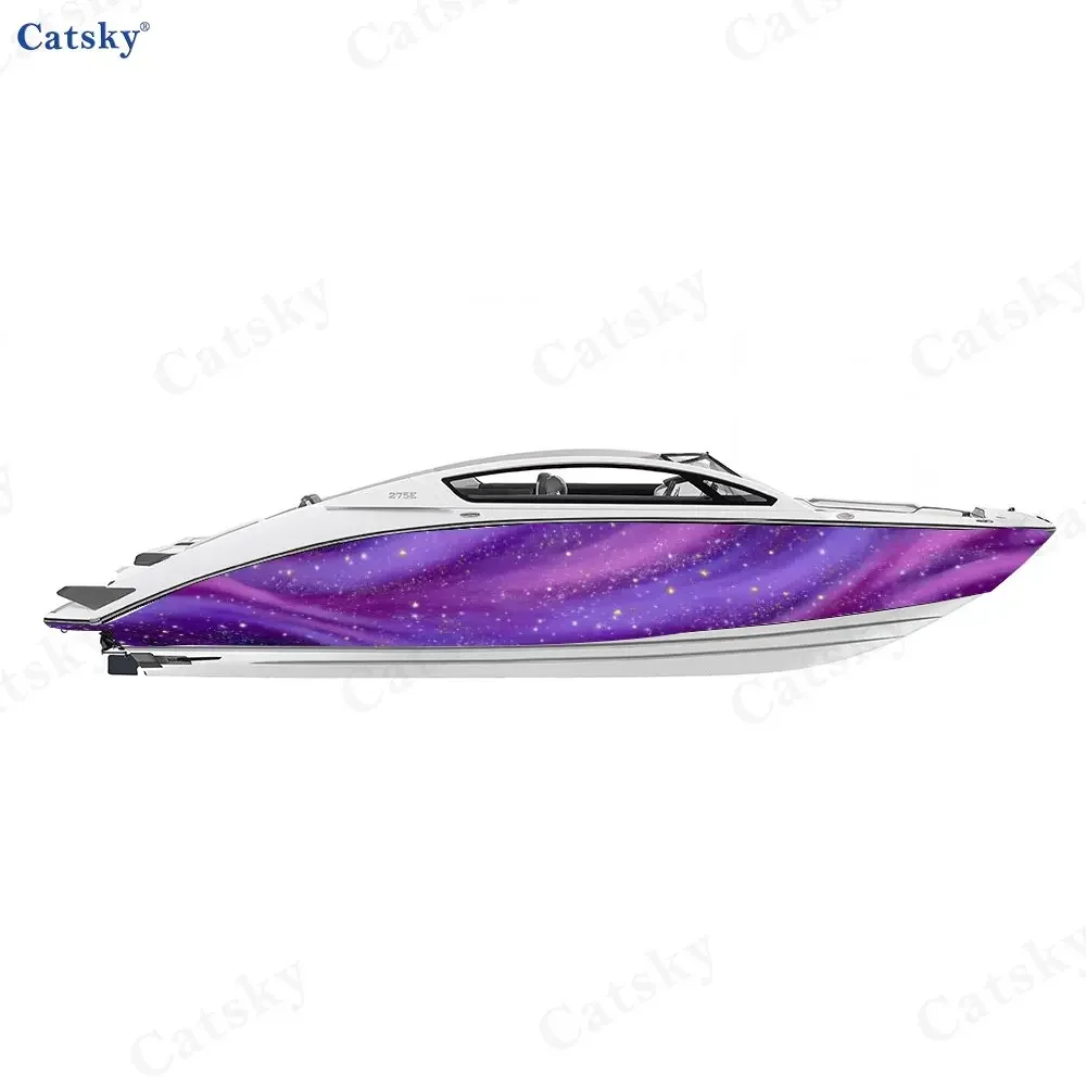 Dreamy Purple Realm Galaxy Themed Charming Boat Sticker Vinyl Ship Pontoon Deck Boat Fishing Decorative Pontoon Boats Decal