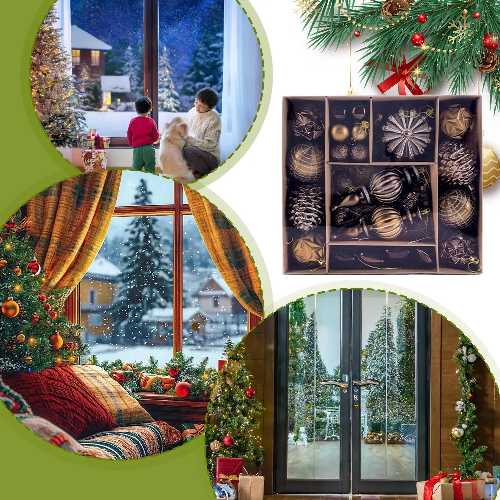 

Рождественские шары 53 шт. Медь Коричневый Бронза Медь Коричневый Золотой Шары Рождественские украшения для домашнего декора Вечеринка В помещении На открытом воздухе