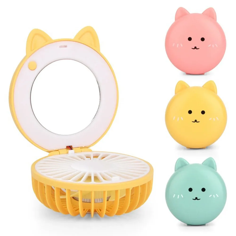 

USB-вентилятор с зарядкой от USB, портативный складной карманный мини-вентилятор, 3-скоростной, бесшумный, с атмосферной подсветкой, управление одной рукой, розовый