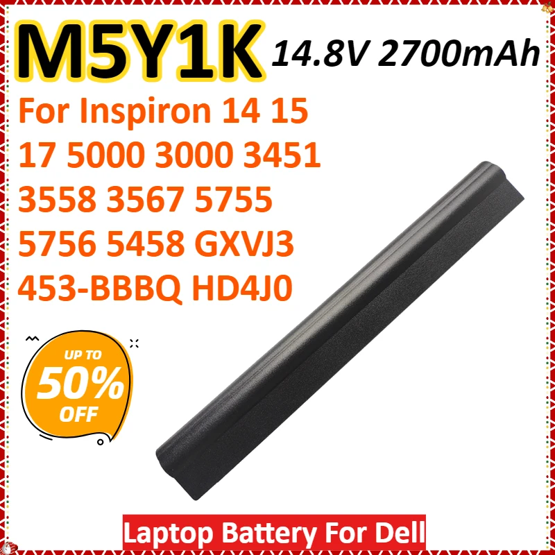 

M5Y1K 14.8V 2700mAh Laptop Battery For Dell Inspiron 14 15 17 5000 3000 3451 3558 3567 5755 5756 5458 GXVJ3 453-BBBQ HD4J0